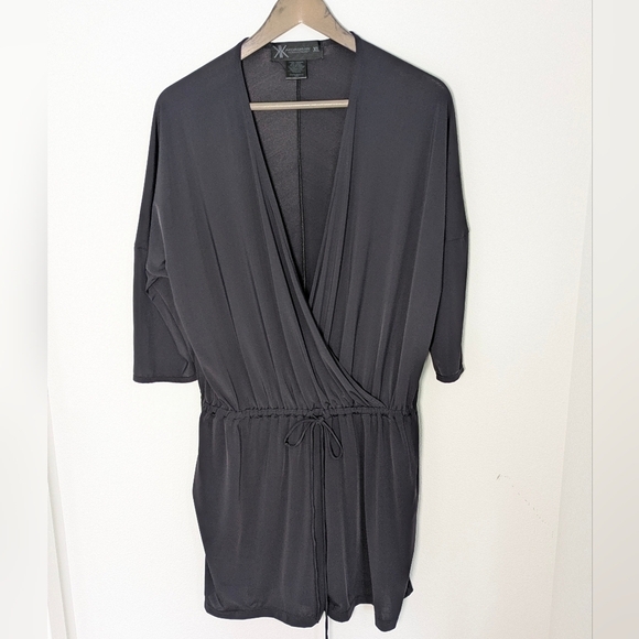 Kardashian Kollection Pants - EUC Kardashian Kollection Slinky Soft Stretchy Smooth Wrap Romper Black Sz XL